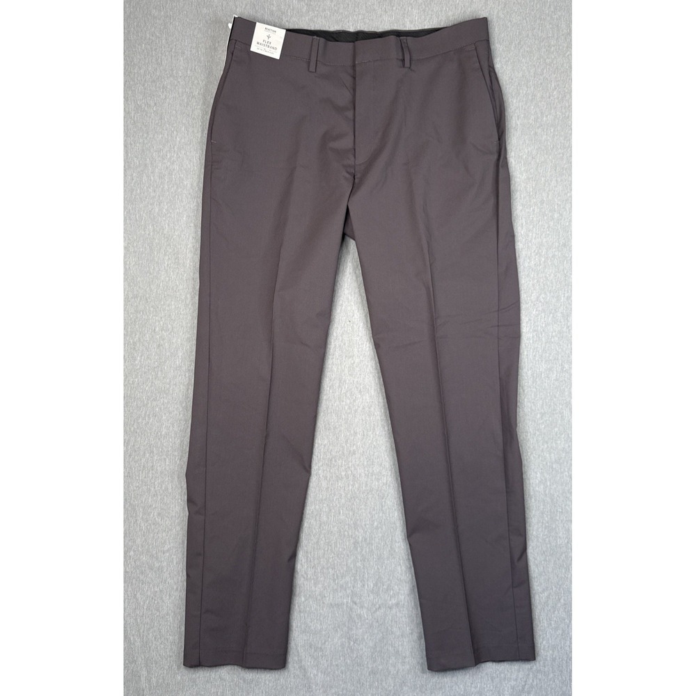Kenneth Cole Reaction Slim Fit Pants Mens 36x32 Gray Flex Waistband NEW